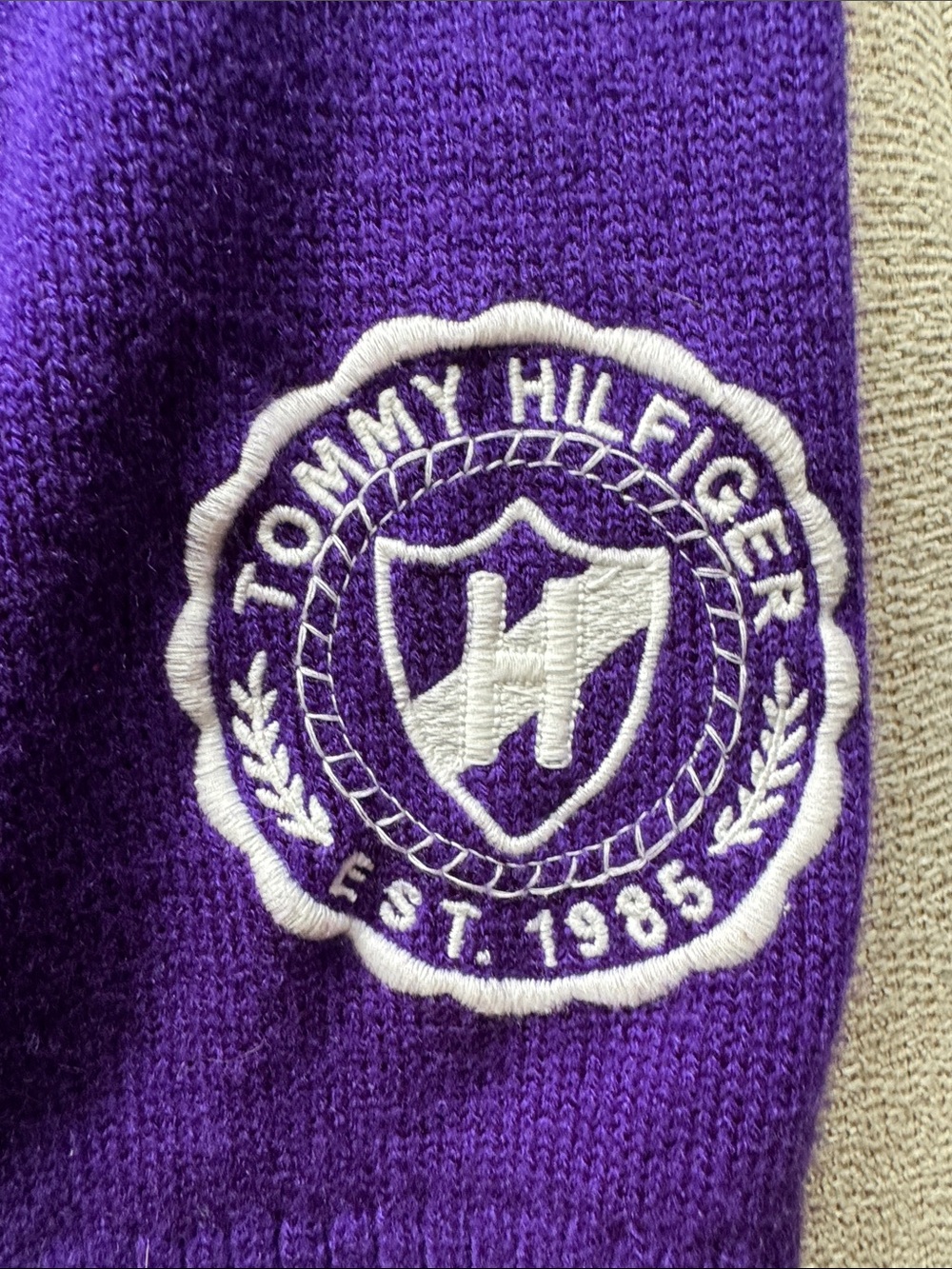 Tommy Hilfiger Minnesota Vikings Crewneck Sweater - Purple, Gray & Yellow - Picture 6 of 7